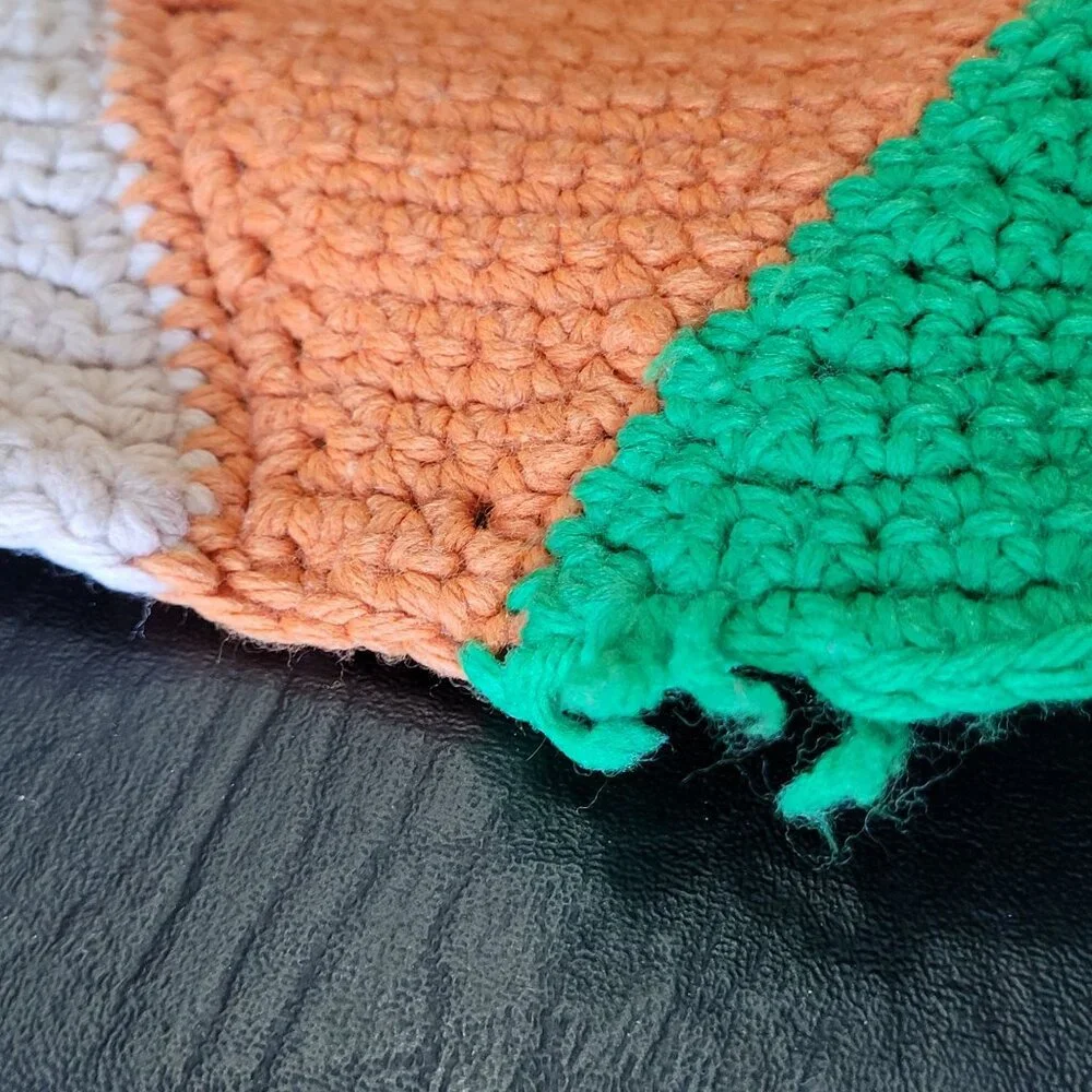 Handmade Crochet Afghan Throw Blanket Multicolor Retro Diamond Harlequin 68x47‎
